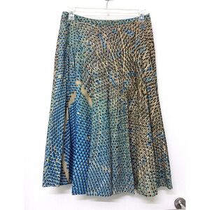 Akris Punto Solar Panel Plant Print Skirt Pleated Sand Lake Blue Tan Beige 10